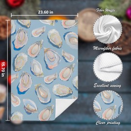 Nipil 250 Coastal Oyster Shell and Martini Kitchen Towels Set of 2, Watercolor Seafood Cocktail Hand Towels for Kitchen Bar Seaside Restaurant, Beach Lover Gifts Hand Towels, 16x24 Inch