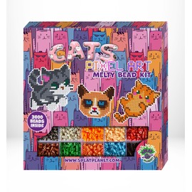 Splat Planet Cat Themed Pixel Art Melty Bead kit Fuse Beads for Kids Craft Art kit (Cats)