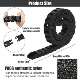 Weploda Energy Chain, Cable Drag Chain, Black Nylon Cable Drag Chain, Plastic Wire Carrier Total Length 1 m, 10 x 20 mm, Suitable for 3D Printers, Electronic Counting Devices etc.