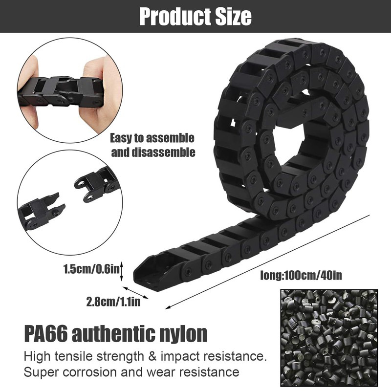 Weploda Energy Chain, Cable Drag Chain, Black Nylon Cable Drag