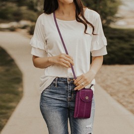 S-ZONE Women RFID Blocking Crossbody Cell Phone Purse Small Faux Leather Wallet Purse