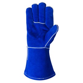 Blue Lined Leather Welding Gloves, Medium (Wells Lamont 1056)