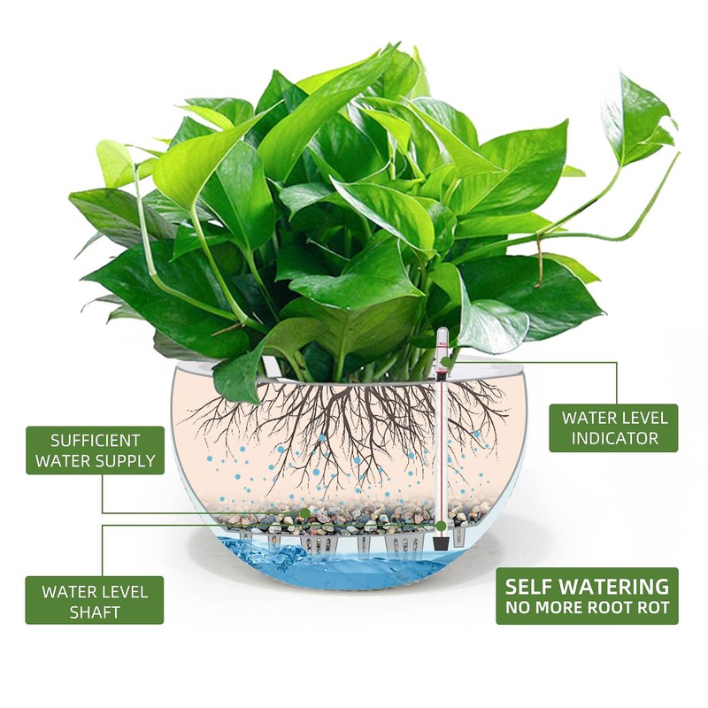 Dexceder 13.5 Inch Large Self Watering Hanging Planters Indoor Outdoor,