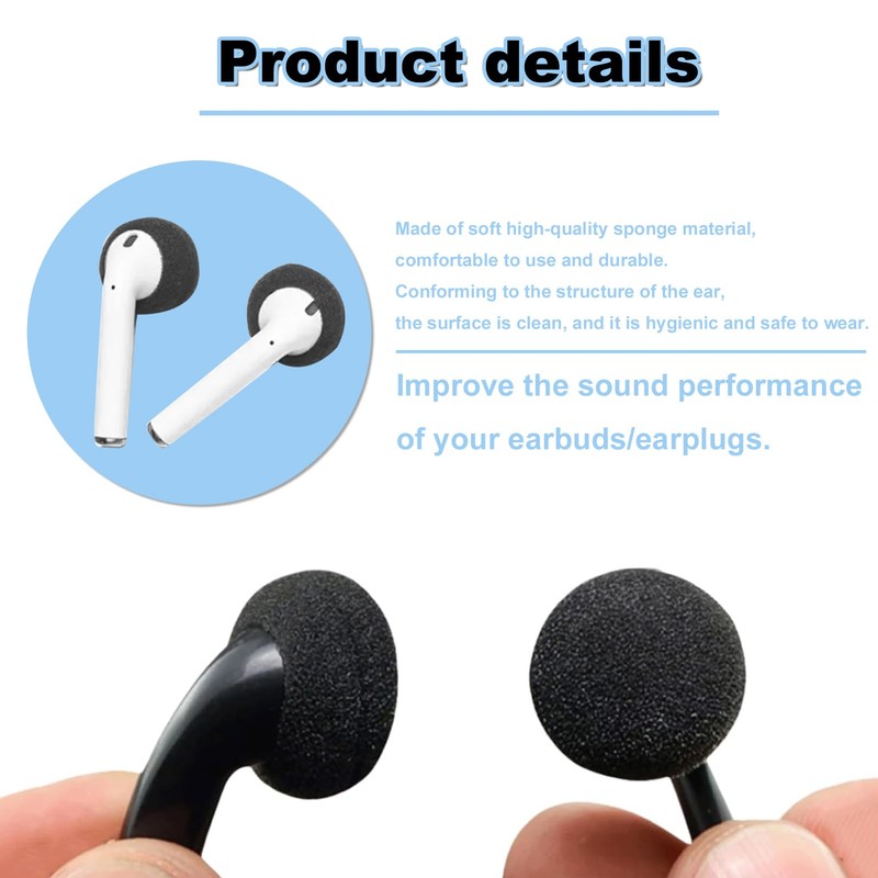 100Pcs Earphone Sponge Mesh Cushion Pads,Replacement Foam Earbud Earpad,Ear Earbuds