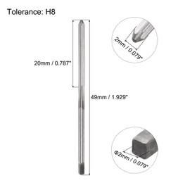 QUARKZMAN Hand Reamers, 2 mm H8 Metric Reamer Drill Bit for Metal Wood Hole Reaming, Straight Groove High Speed Steel (HSS) Tool