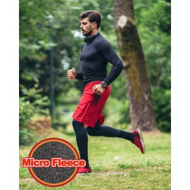 DRSKIN 3 Pack Men's Thermal Compression Shirts Fleece Lined Base Layers Underwear Sports Athletic Workout Winter (HOT Round SBB01 3P, L)