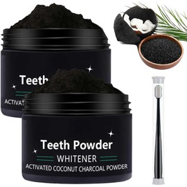 Natural Teeth Whitening Powder-2Pcs Tooth Cleaning Powder,Tooth Powder Gently Cleans Teeth,Fresh Breath,Black Charcoal Toothpaste,Deep Cleaning Teeth for Remove Yellow Stains On Teeth and Whiten Teeth