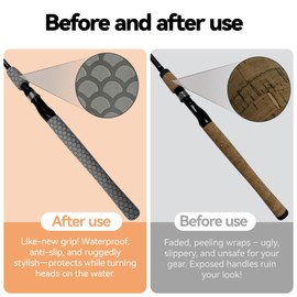 SoftShrink Fish Scale Design Grip Heat Shrink for Fishing Rod, Badminton - No Residue, Sleek Finish (20mm Dia. x 1.6m Long, Silver Gray)