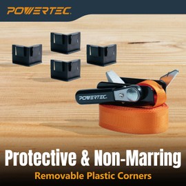 POWERTEC Adjustable Band Clamp for Woodworking - 15 ft. Adjustable Strap Clamp with Ratcheting Handle, Non-Marring Corners, 1000 lbs Capacity, 1 PK (72071)