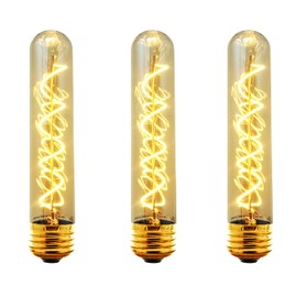Xtricity Vintage T30 8 Inch Tubular Edison Style LED Light Bulb, Decorative Spiral Filament, 5W (60W Replacement), Dimmable, 350 Lumens, E26 Medium Base, 2200K, 120V, (3 Pack)