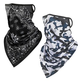 DALO Face Cover, Set of 2, UV Protection, Cool Face Mask, Neck Cover, Sports, Outdoor (Paisley 1/Camouflage)
