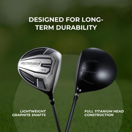 Speed Titanium Driver Golf Club, 10°, 11.5°, 12.5° Loft (Right & Left Handed), Lightweight Graphite Shaft, Oversized Sweet Spot, Aerodynamic, USGA Conforming Mens Golf Driver + Deluxe Headcover
