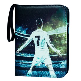 Oirigaga Football Cards Scrapbook, Football Trading Cards Album Folder, 4 Pockets, 50 Pages, 400 Cards Collector's Folder, Sports Cards Book Folder with Zip Carry Handle, 3-Ring Cards Collector's Book