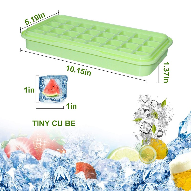 Ice Cube Tray with Lid, Food-Grade Ice Cube Moulds, Release