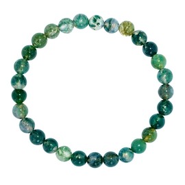 Taddart Minerals Moss Agate Bracelet, Green 18 cm, Handmade with Nylon Thread, Unique