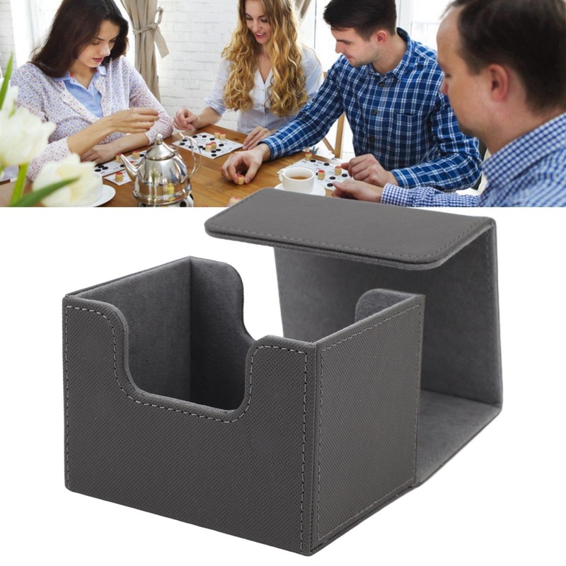 Card Deck Box Magnetic Flap Lid Large Capacity PU Leather