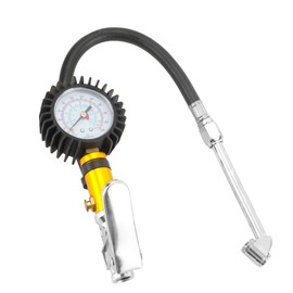 YKUKIZEE Tire Pressure Gauge 220 psi, 1/4 Inch Dual Head Air Pressure Gauge Heavy Duty, Inflator Tyre Pressure Gauge Self-Clamping for Car Van Truck Chuck Motorbike