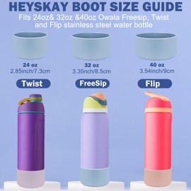 HEYSKAY 2PCS Silicone Boot for Owala Flask Water Bottle 32oz Anti-Slip Protective Sleeve for Owala Twist,FreeSip and Flip Stainless Steel Water Bottle BPA-Free Boot Bottom Base