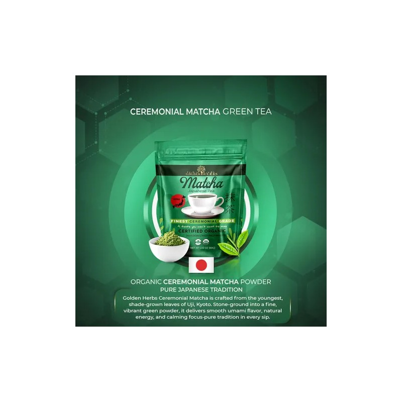 Golden Herbs Té Verde Matcha Orgánico Organic Ceremonial Matcha Green