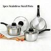 3pcs Stainless Steel Saucepan Set, Kitchen 1QT & 2QT &