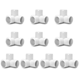 QWORK 4 Way 1/2" Tee PVC Fitting Elbow,10 Pack PVC Fitting Connector,Furniture Grade, for Building Furniture and PVC Structures, White