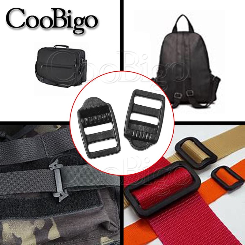 CooBigo 25 Pack 1/2"(12mm) Webbing Plastic Ladder Lock Buckle Black