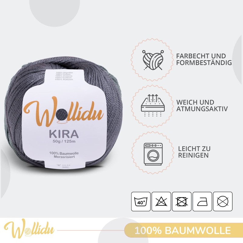 Wollidu Kira 100% Cotton for Knitting and Crocheting 10 x