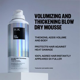 IGK IGK Big Time Volume Hair Mousse | Volume + Thickening + Lightweight Formula | 6.2 oz