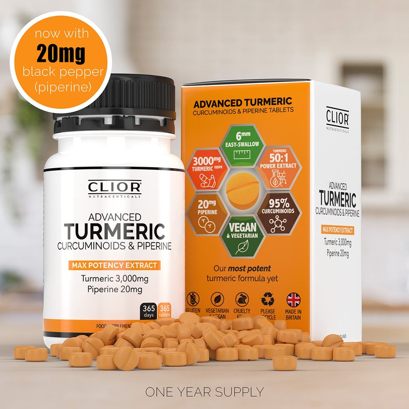 Turmeric Curcumin 3,000mg with Black Pepper x 365 Vegan Tablets