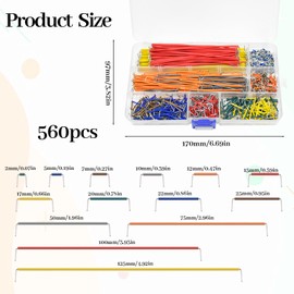 560 Piece Jumper Cable Set, Breadboard Jumper Cable Kit, Jumper Wire Male to Male 14 Different Lengths Assorted with Plastic Box, for Circuit Soldering