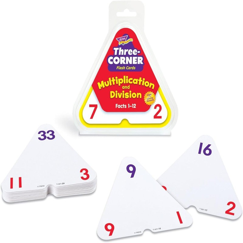 Trend Enterprises: Three-Corner Multiplication and Division Flash Cards, Interactive Self-Checking