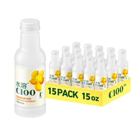C100 Lemon Flavored Composite Juice Drink，100mg Vitamin C Per Bottle, 12% Real Fruit Juice, -15 fl oz, 445mL, 15 Pack