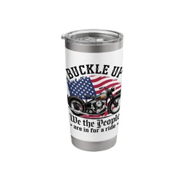 Buckle Up Motorcycle USA Flag Vintage Biker Funny Off Road Stainless Steel Insulated Tumbler