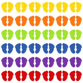 PATIKIL Foot Shaped Carpet Markers, 72pcs (36pairs) Nylon Floor Spots Markers Colorful Hook and Loop Marker Dots for Classroom Children Teacher Supplies, 6 Color