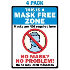 4 - MASK FREE ZONE Anti / No Mask Required STICKERS - Retail Business Decal Sign