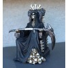 Black Holy Death Grim Reaper Sitting On Skeleton Skull Throne