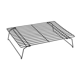 CHEFMADE Baking and Cooling Rack Set, 13.5-Inch Non-Stick Stackable Collapsible Rectangle Wire Rack for Oven Baking (Black)