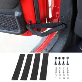 CheroCar Door Limiting Straps for Jeep Wrangler JK JKU 2007-2018 Load 1000 Lb, Black, 4pcs/set