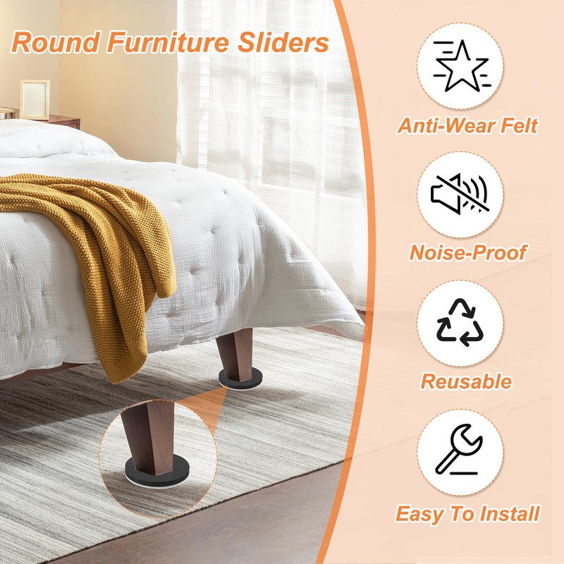 PATIKIL 5 Inch Felt Furniture Sliders, 8 Pcs Round Furniture