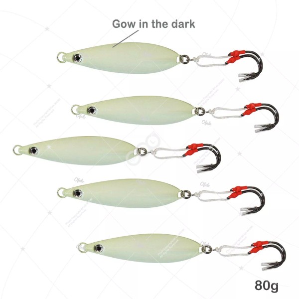 Fish WOW! 5pcs 80g Fishing Flat Fall Jig 2.8oz Speed