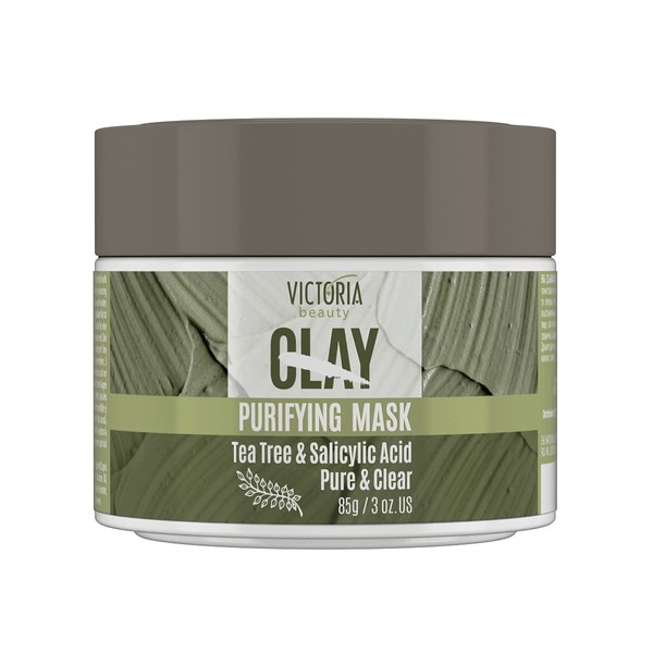Victoria Beauty - Clay mask for beautiful face, clay mask, face mask with tea tree and salicylic acid - deep pore cleansing for blemished skin (1 x 85 g)