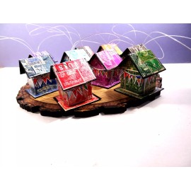 Handmade 1 (+)  Postage Stamp PENNANT FLAG HOUSE ORNAMENT 1-1/2" x 2" Handmade Home Decor