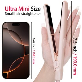 ANGENIL Ultra Mini Flat Iron for Short Hair, Dual Voltage Mini Hair Straightener, Small Flat Iron 0.7 Inch, Travel Size Anti Scalding Silicone Hair Straightener, Suitable for Short Hair, Bangs, Fine