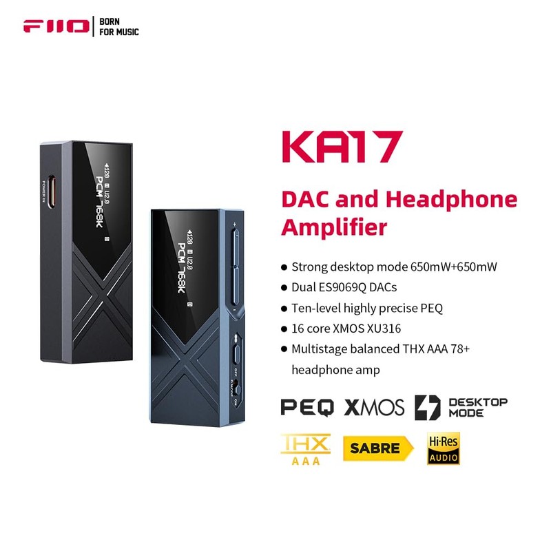FiiO KA17 Portable USB DAC Audio HiFi Decoder, Dual ES9069Q