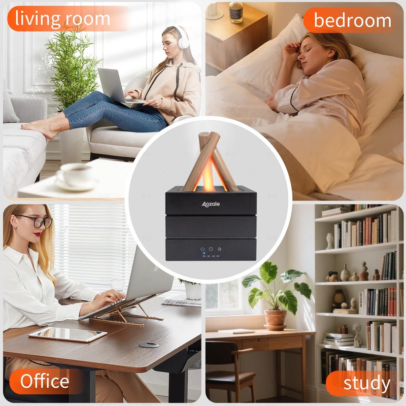 Aozale Campfire Flame Fire Diffuser, Bonfire Aromatherapy Essential Oil Diffuser,