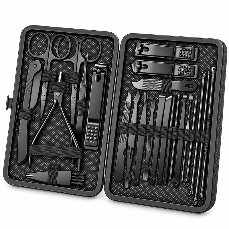 24-Piece Manicure & Pedicure Set – Stainless Steel Grooming Tools