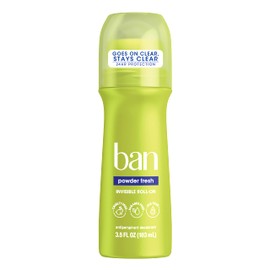 Ban Powder Fresh 24-hour Invisible Antiperspirant, Roll-on Deodorant for Women and Men, Underarm Wetness Protection, with Odor-fighting Ingredients, 3.5oz