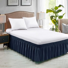 FreshCulture - Falda de cama King con volantes para cama King size, fácil ajuste con caída a medida de 15 pulgadas, falda elástica envolvente alrededor de la cama, faldas de cama de calidad de hotel