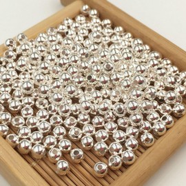 100Pcs Genuine 925 Sterling Silver Beads Discovered for Jewelry, Beading and Jewellery-Making, Beads and Bead Assortments (3mm)