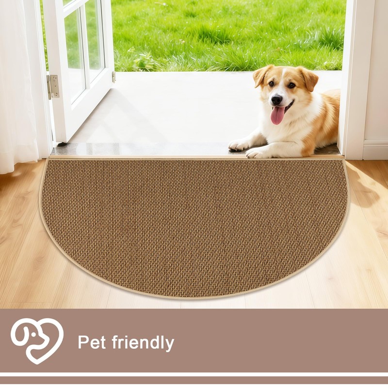 MATIRUG Indoor Door Mat,Half Circle Ultra Thin Doormat,Non Slip Washable